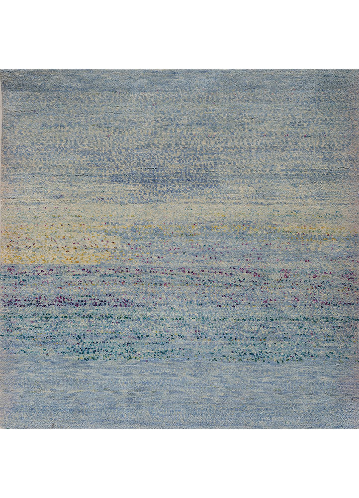 kavi x manchaha blue wool hand knotted Rug