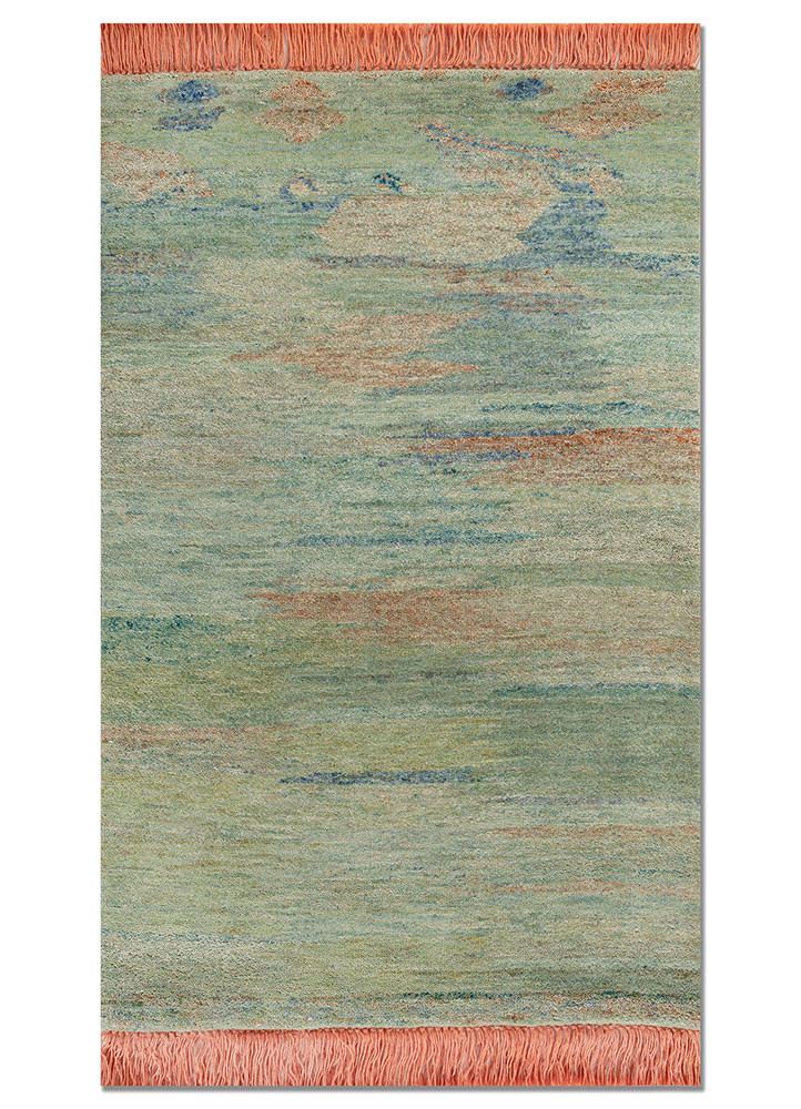 kavi x manchaha blue wool hand knotted Rug