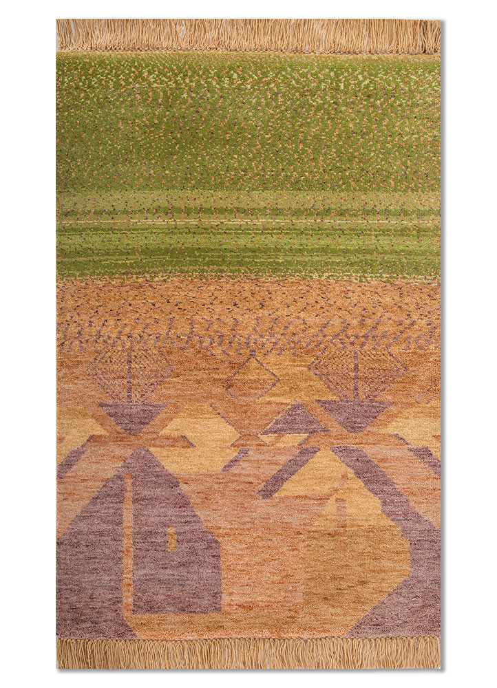 kavi x manchaha gold wool hand knotted Rug