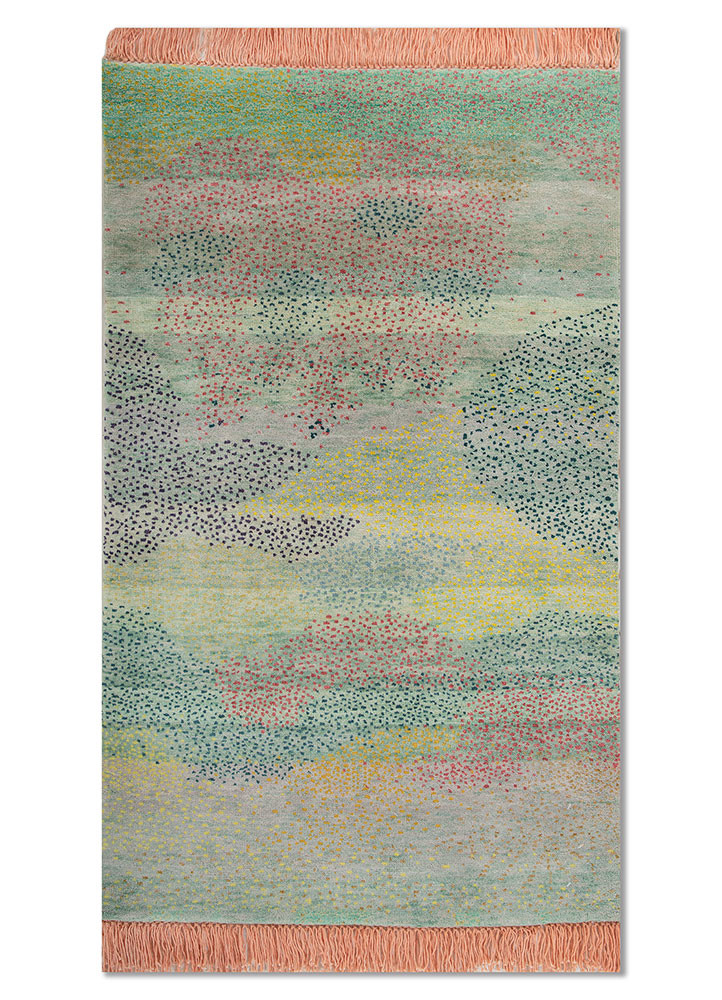 kavi x manchaha blue wool hand knotted Rug