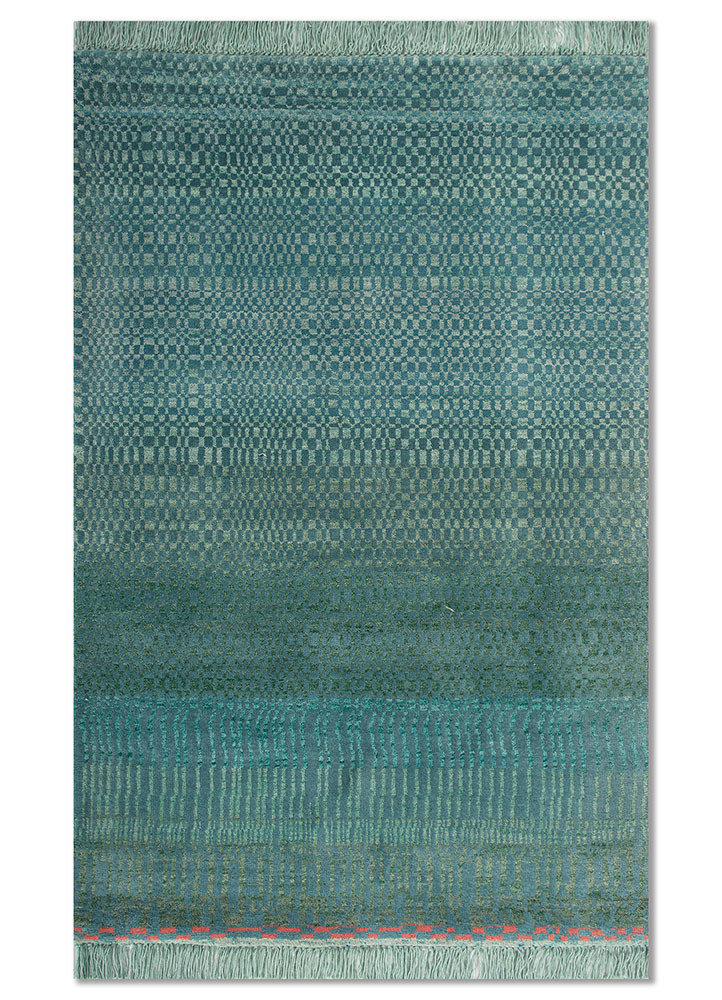 kavi x manchaha green wool hand knotted Rug