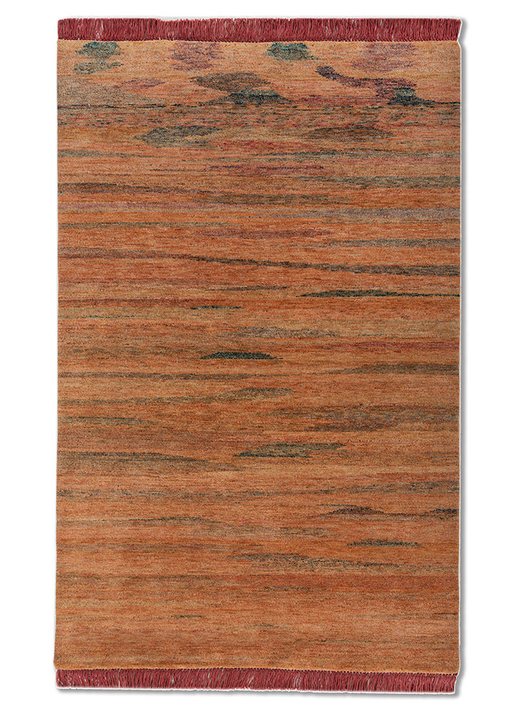 kavi x manchaha red and orange wool hand knotted Rug