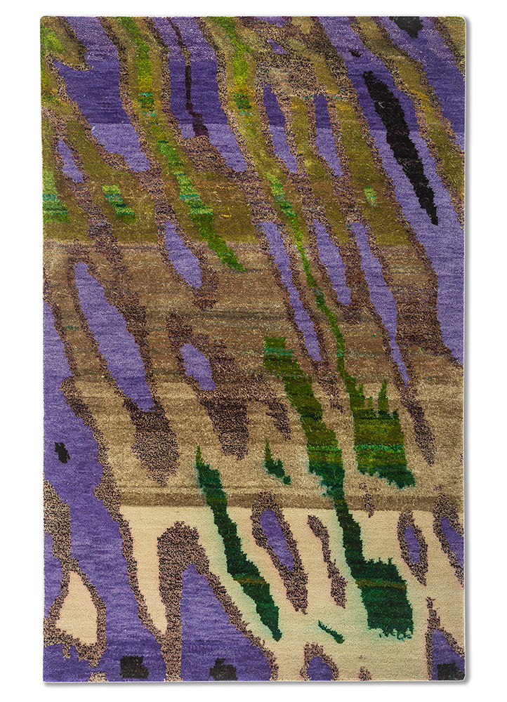 kavi x manchaha pink and purple wool hand knotted Rug
