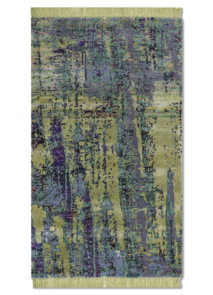 kavi x manchaha blue wool hand knotted Rug