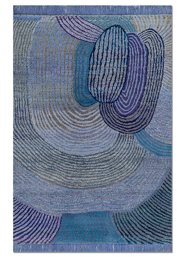 kavi x manchaha blue wool hand knotted Rug