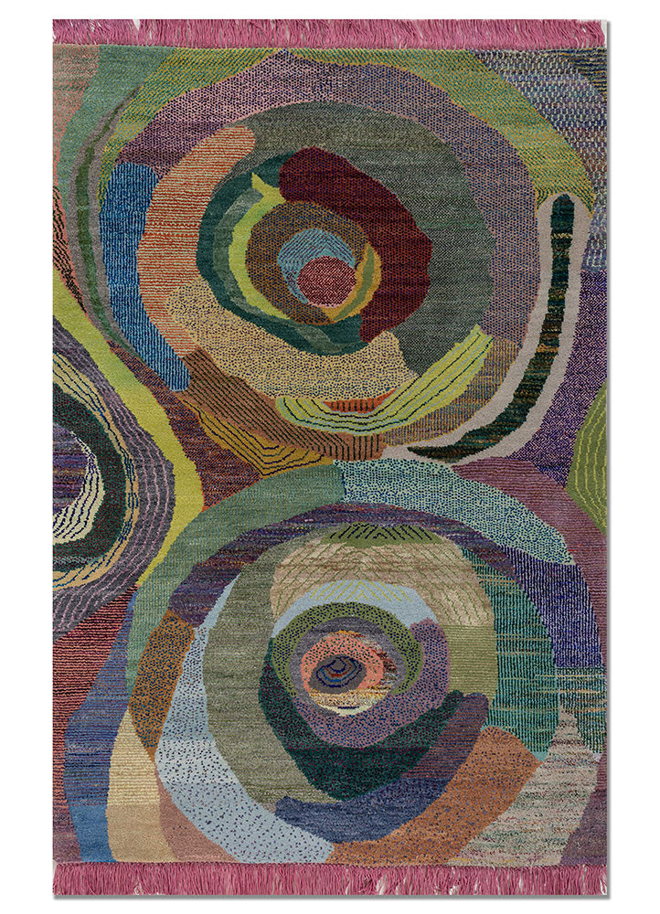 kavi x manchaha beige and brown wool hand knotted Rug