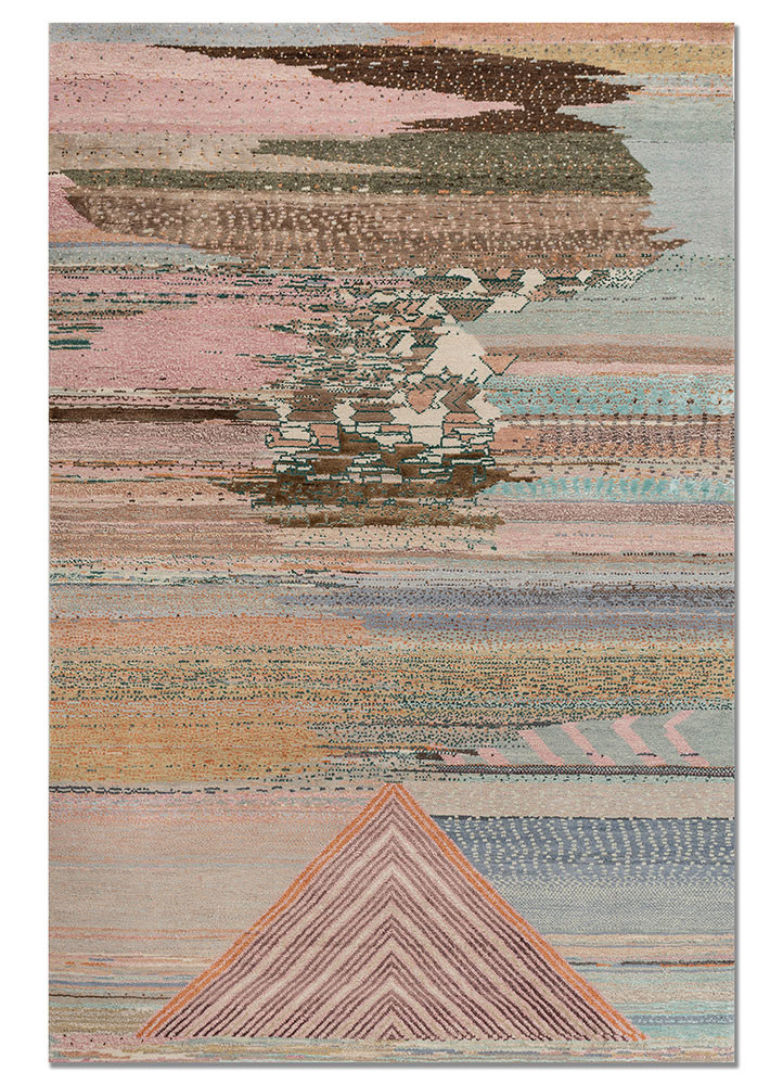kavi x manchaha blue wool and bamboo silk hand knotted Rug