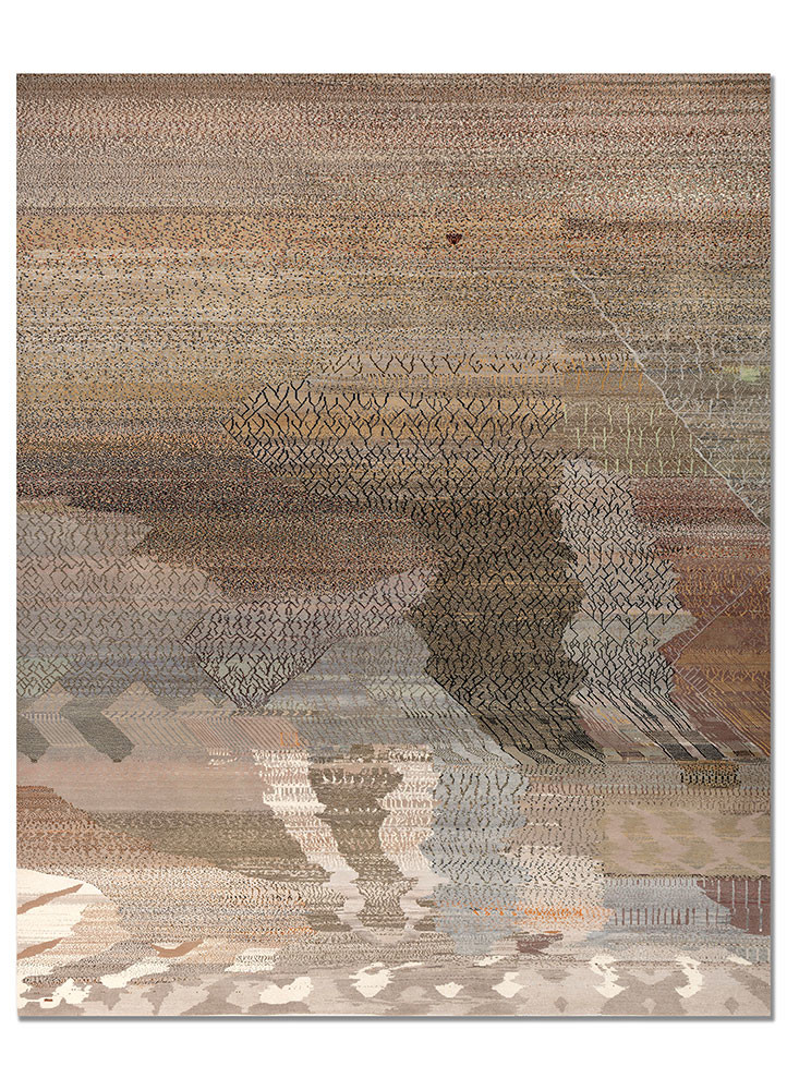 kavi x manchaha ivory wool and bamboo silk hand knotted Rug