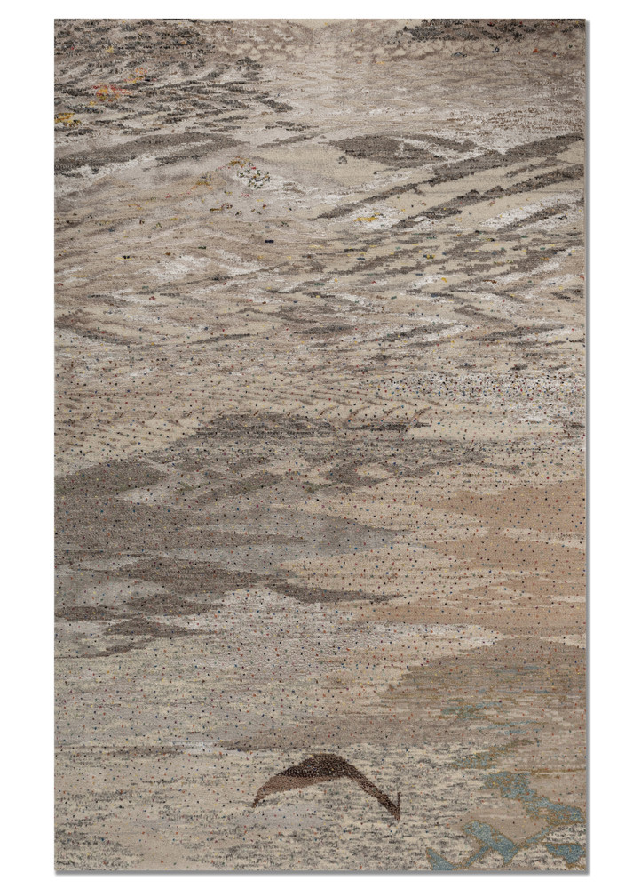 kavi x manchaha ivory wool and bamboo silk hand knotted Rug