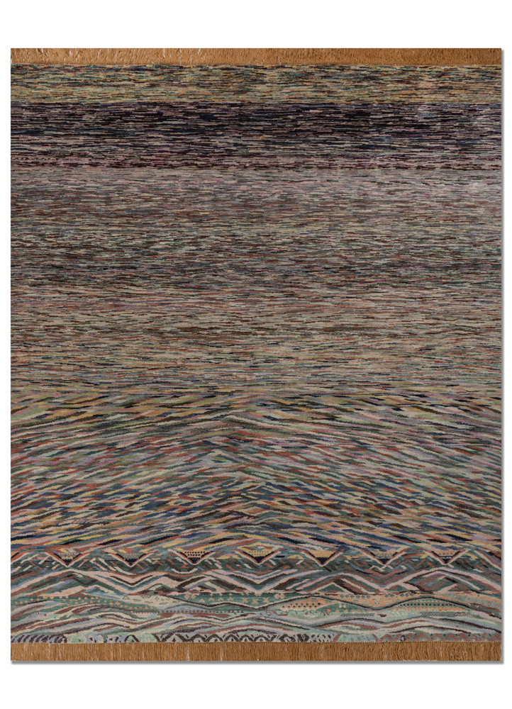 kavi x manchaha beige and brown wool hand knotted Rug