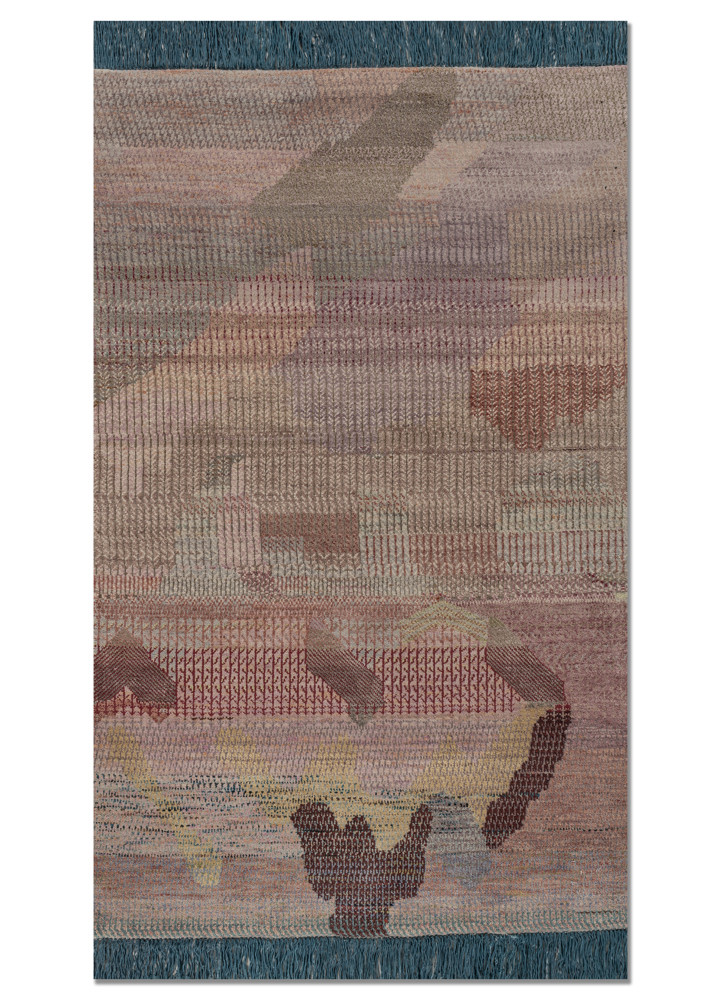 kavi x manchaha pink and purple wool hand knotted Rug