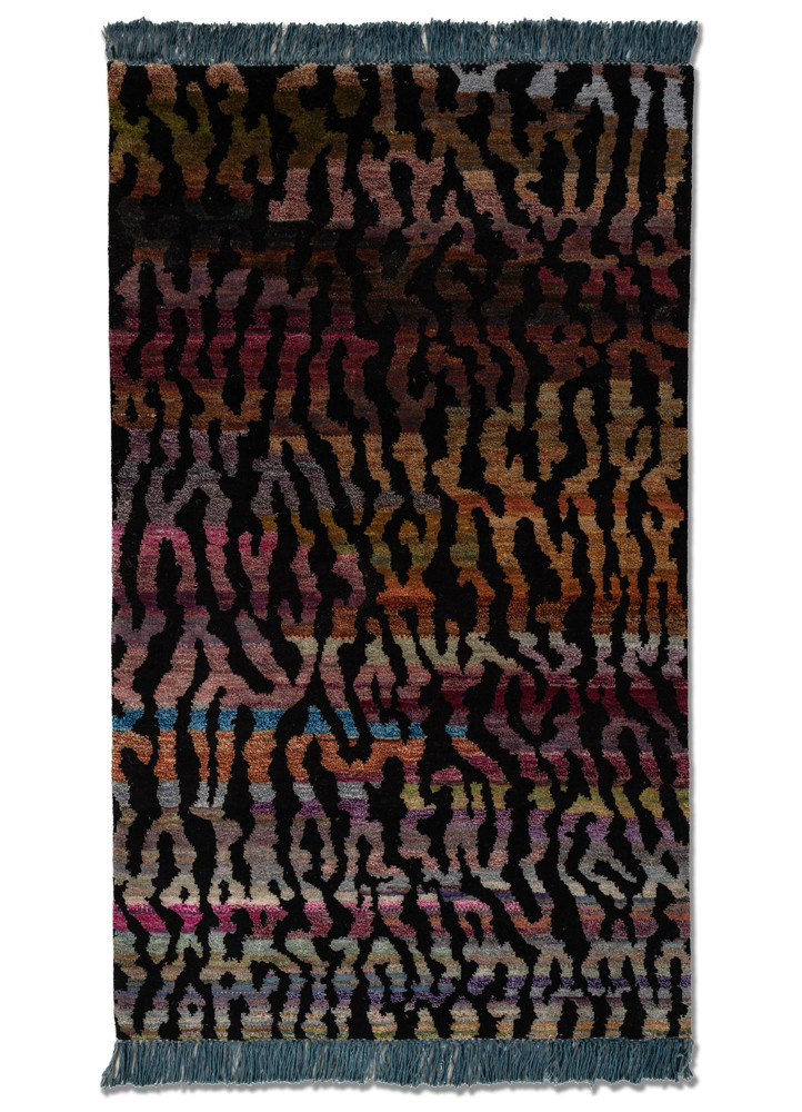 kavi x manchaha grey and black wool and silk hand knotted Rug