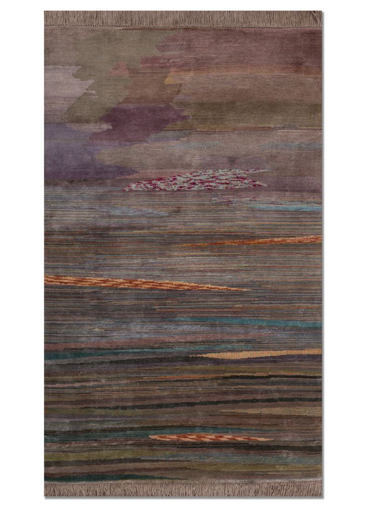 kavi x manchaha red and orange wool and silk hand knotted Rug