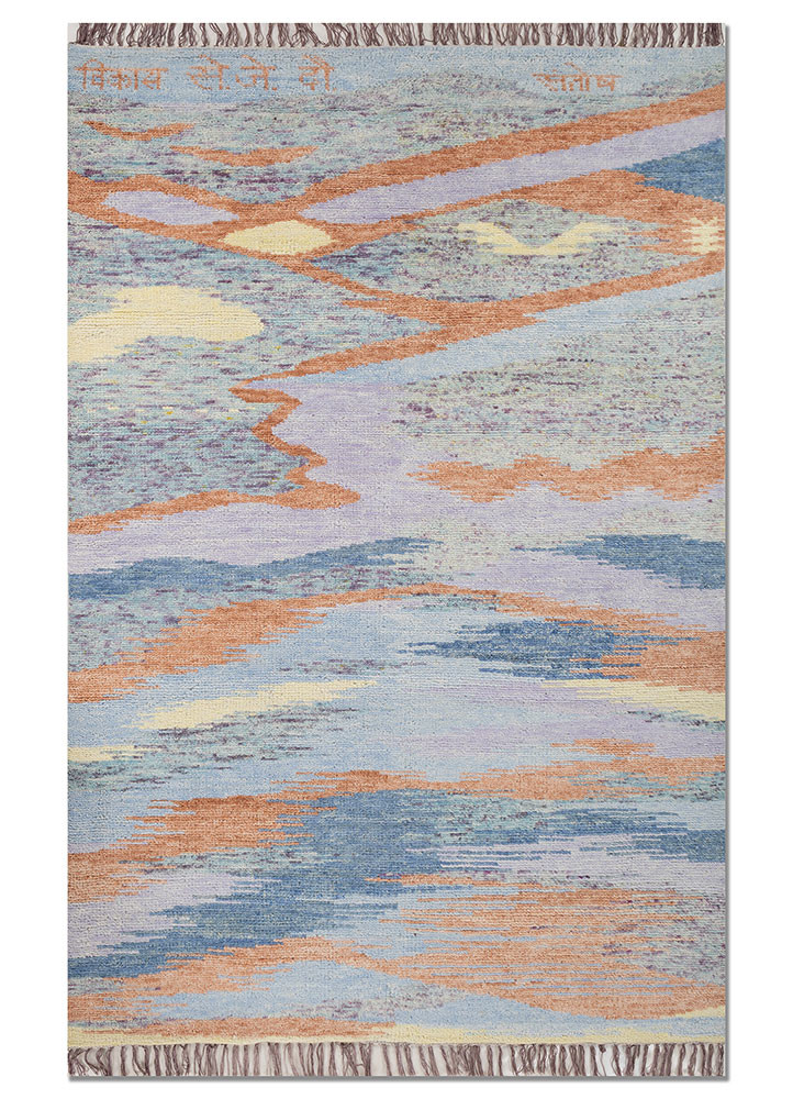 kavi x freedom manchaha pink and purple wool hand knotted Rug
