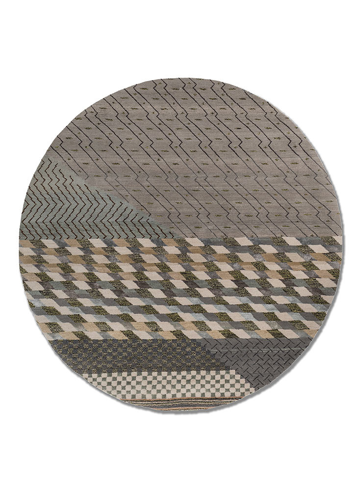 manchaha blue wool and bamboo silk hand knotted Rug