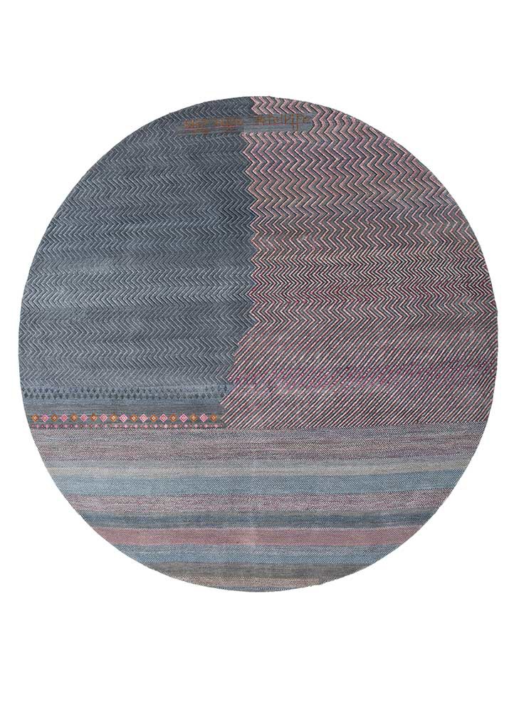 manchaha blue wool and bamboo silk hand knotted Rug