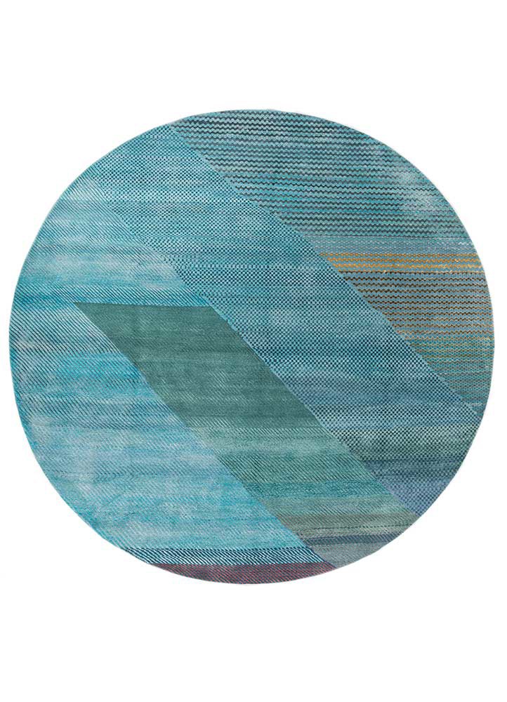 manchaha blue wool and bamboo silk hand knotted Rug