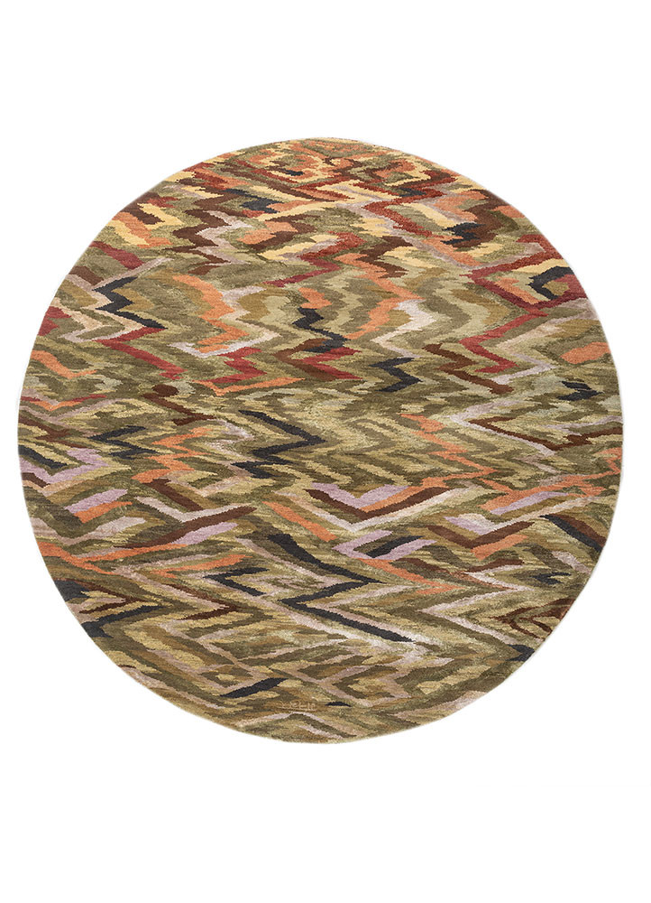 manchaha green wool and bamboo silk hand knotted Rug