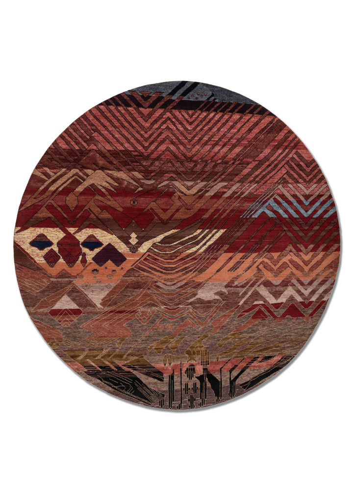 manchaha red and orange wool and bamboo silk hand knotted Rug