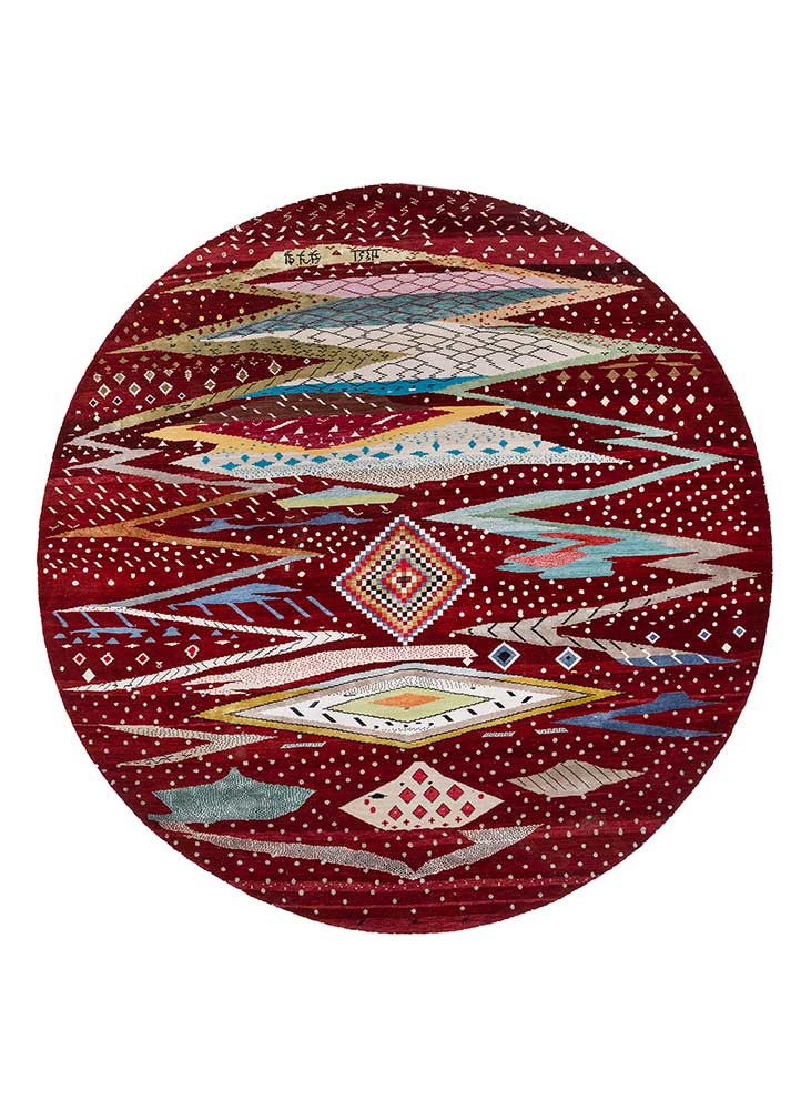 freedom manchaha red and orange wool and bamboo silk hand knotted Rug