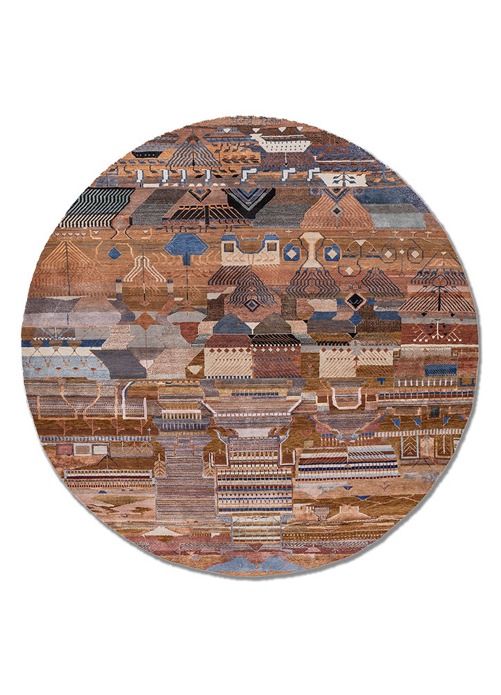 freedom manchaha red and orange wool and bamboo silk hand knotted Rug