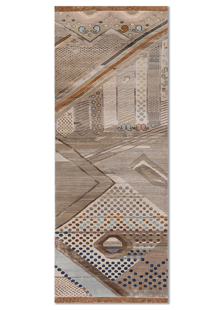 manchaha ivory wool and bamboo silk hand knotted Rug