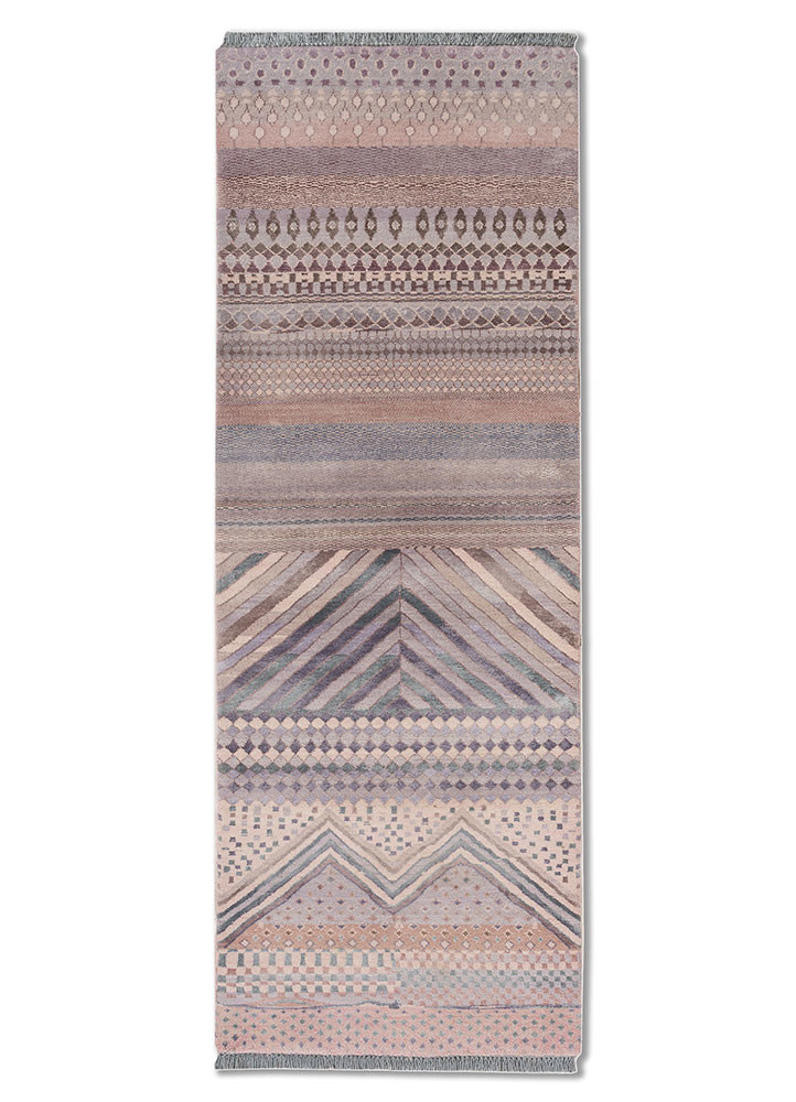 manchaha red and orange wool and bamboo silk hand knotted Rug