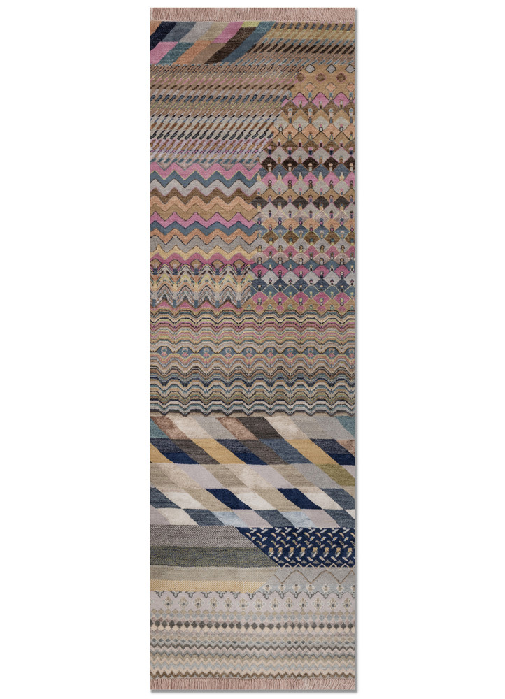 manchaha pink and purple wool and bamboo silk hand knotted Rug