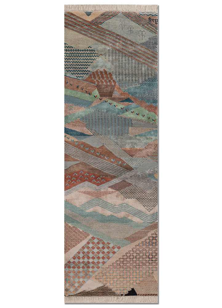 manchaha gold wool and bamboo silk hand knotted Rug