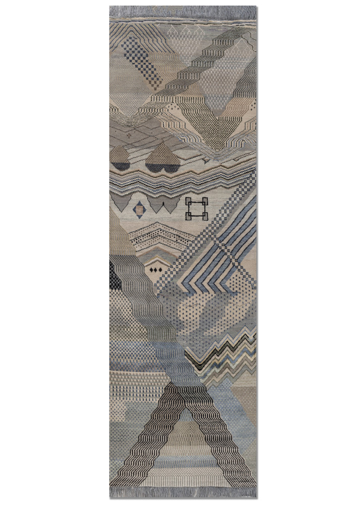 manchaha ivory wool and bamboo silk hand knotted Rug