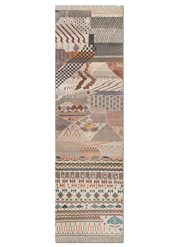 manchaha ivory wool and bamboo silk hand knotted Rug
