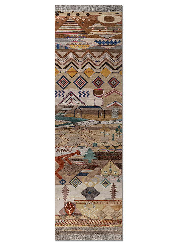 manchaha ivory wool and bamboo silk hand knotted Rug
