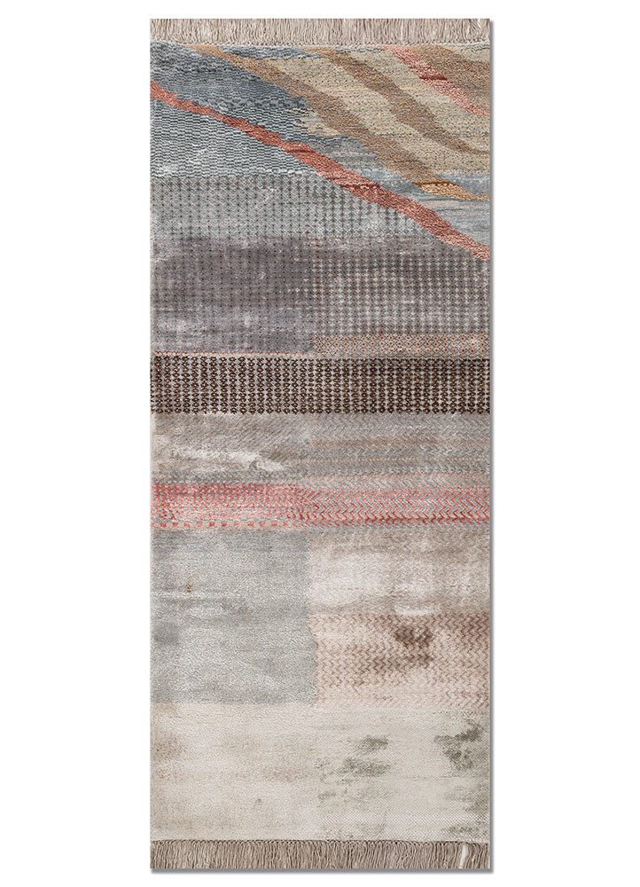 manchaha blue wool and bamboo silk hand knotted Rug