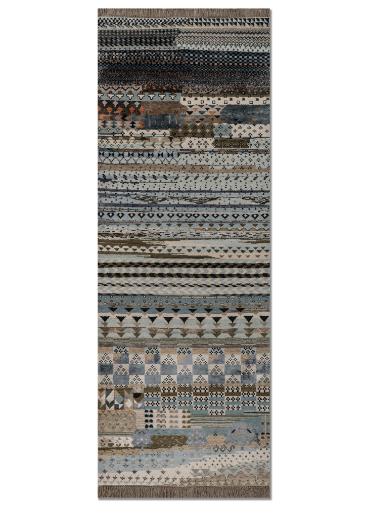 manchaha ivory wool and bamboo silk hand knotted Rug