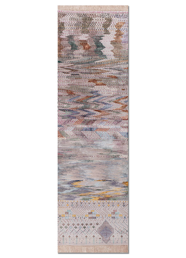 freedom manchaha pink and purple wool and bamboo silk hand knotted Rug