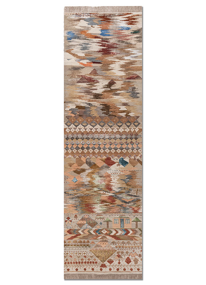 freedom manchaha ivory wool and bamboo silk hand knotted Rug