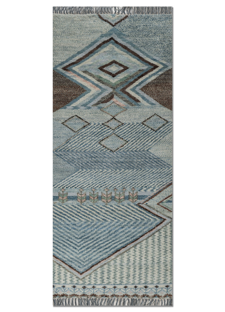 manchaha blue wool hand knotted Rug