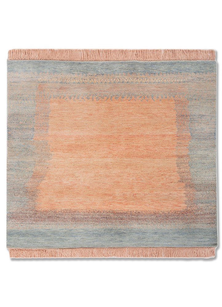 kavi x manchaha blue wool hand knotted Rug