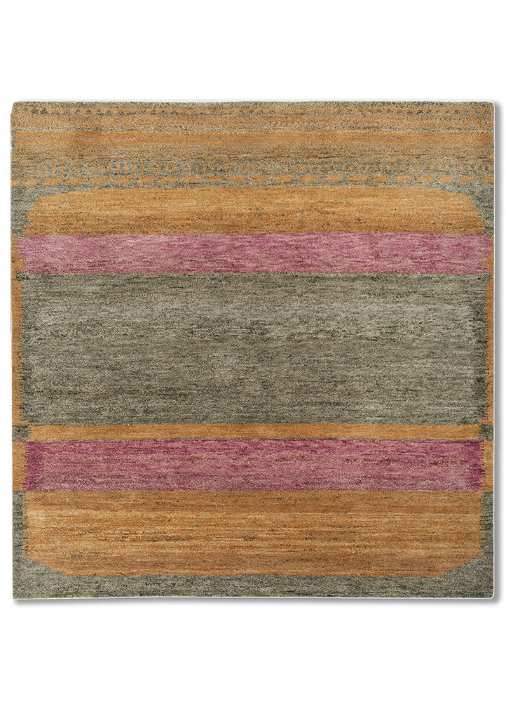 kavi x manchaha green wool hand knotted Rug