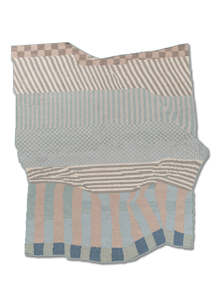 blue blue wool flat weaves Rug