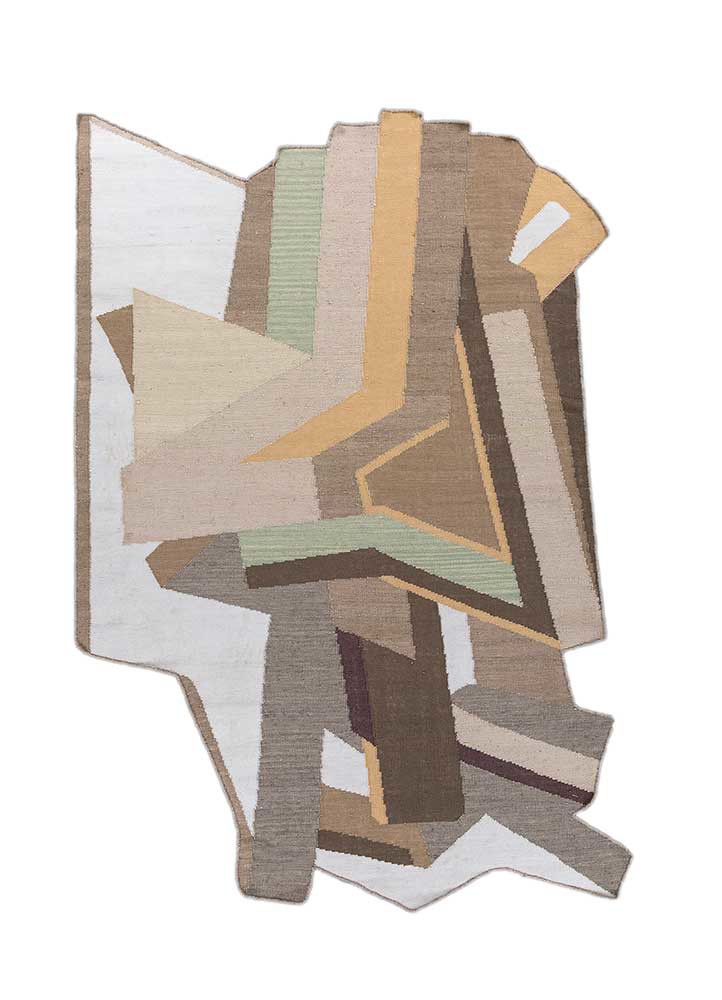 checkers ivory wool flat weaves Rug - HeadShot