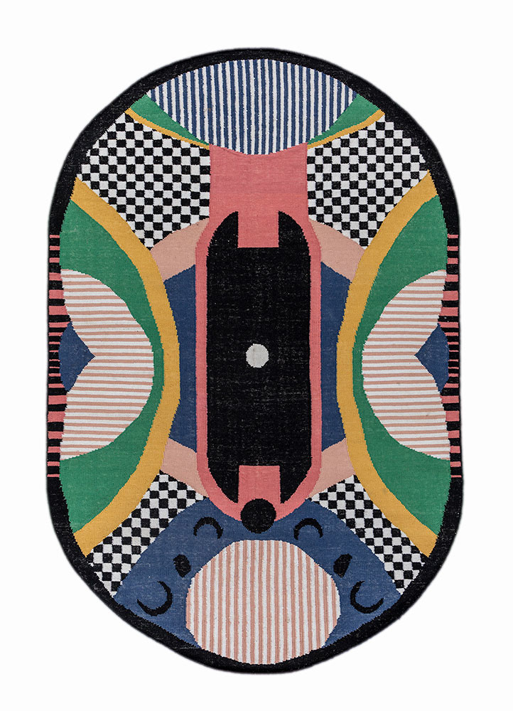zen and zest grey and black wool flat weaves Rug - HeadShot