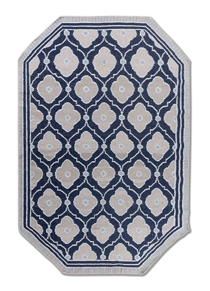 blue blue wool flat weaves Rug