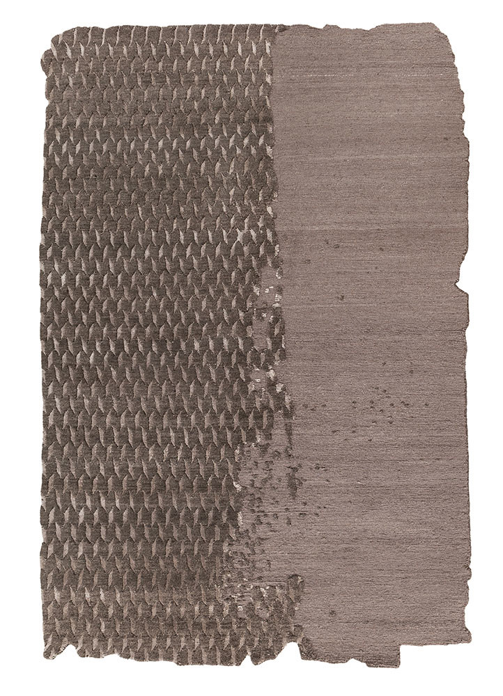 edge and essence grey and black wool and bamboo silk hand knotted Rug - HeadShot edge and essence grey and black wool and bamboo silk hand knotted Rug - HeadShot