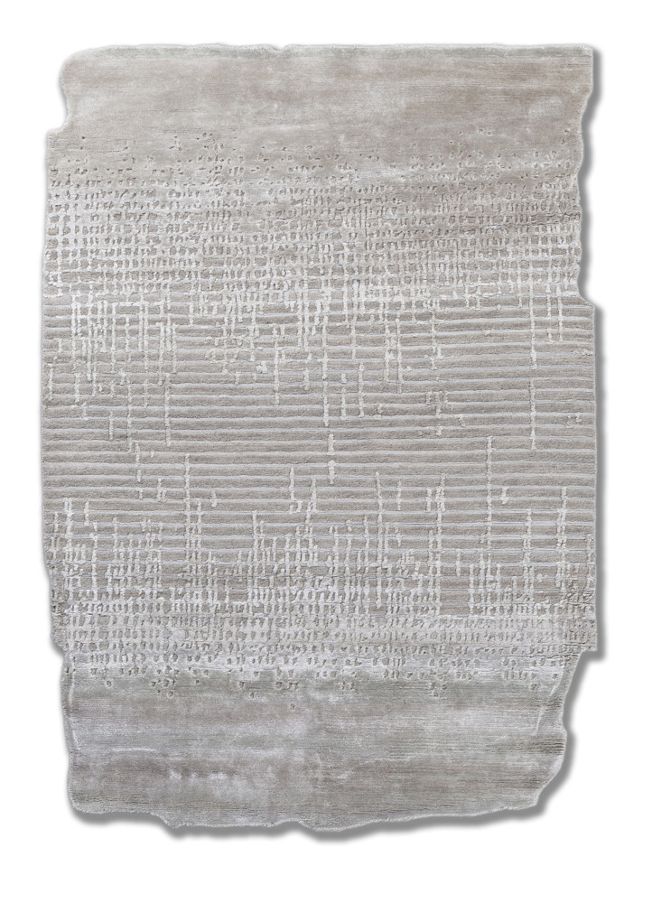 grey and black grey and black wool and bamboo silk hand knotted Rug