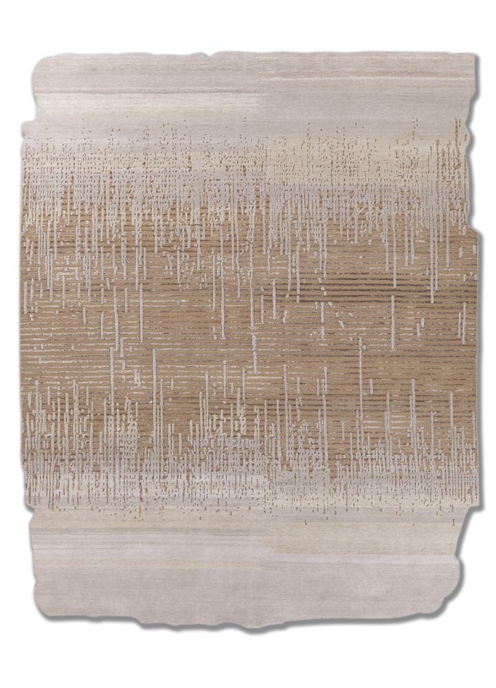 edge and essence ivory wool and bamboo silk hand knotted Rug - HeadShot edge and essence ivory wool and bamboo silk hand knotted Rug - HeadShot