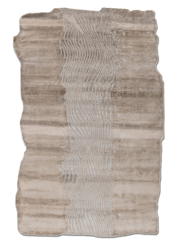 edge and essence ivory wool and bamboo silk hand knotted Rug - HeadShot edge and essence ivory wool and bamboo silk hand knotted Rug - HeadShot