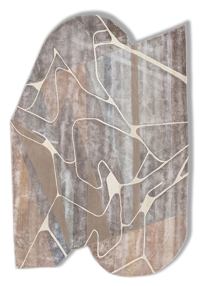 azalea grey and black wool and bamboo silk hand knotted Rug - HeadShot azalea grey and black wool and bamboo silk hand knotted Rug - HeadShot