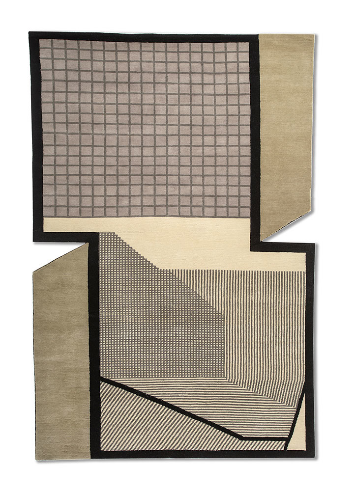 box grey and black wool hand knotted Rug - HeadShot box grey and black wool hand knotted Rug - HeadShot