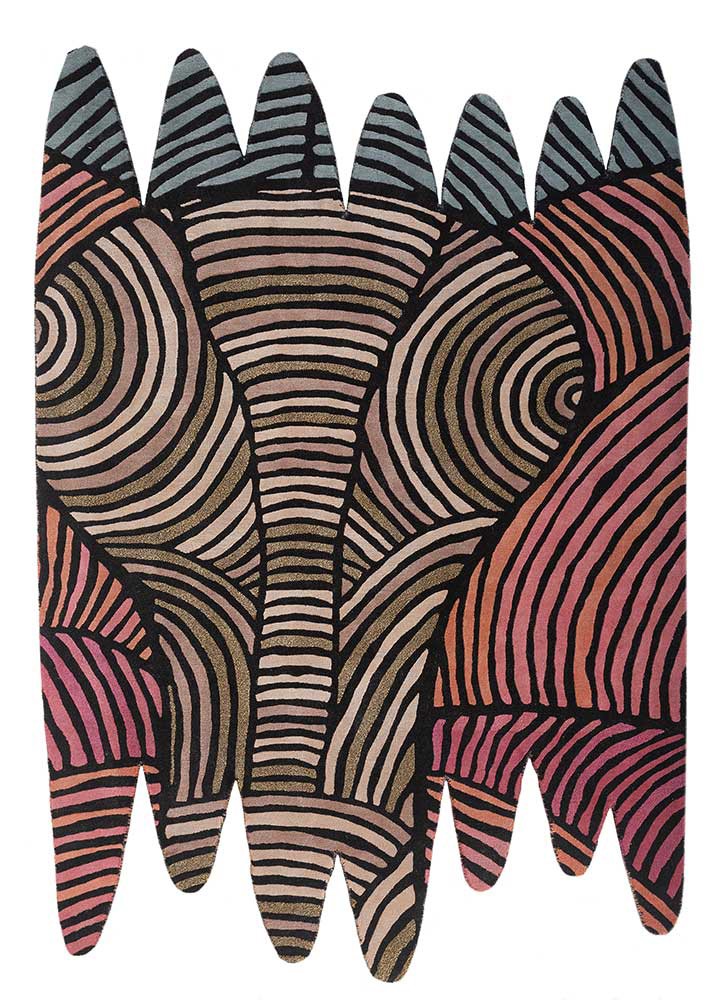jaanwar grey and black wool hand knotted Rug - HeadShot